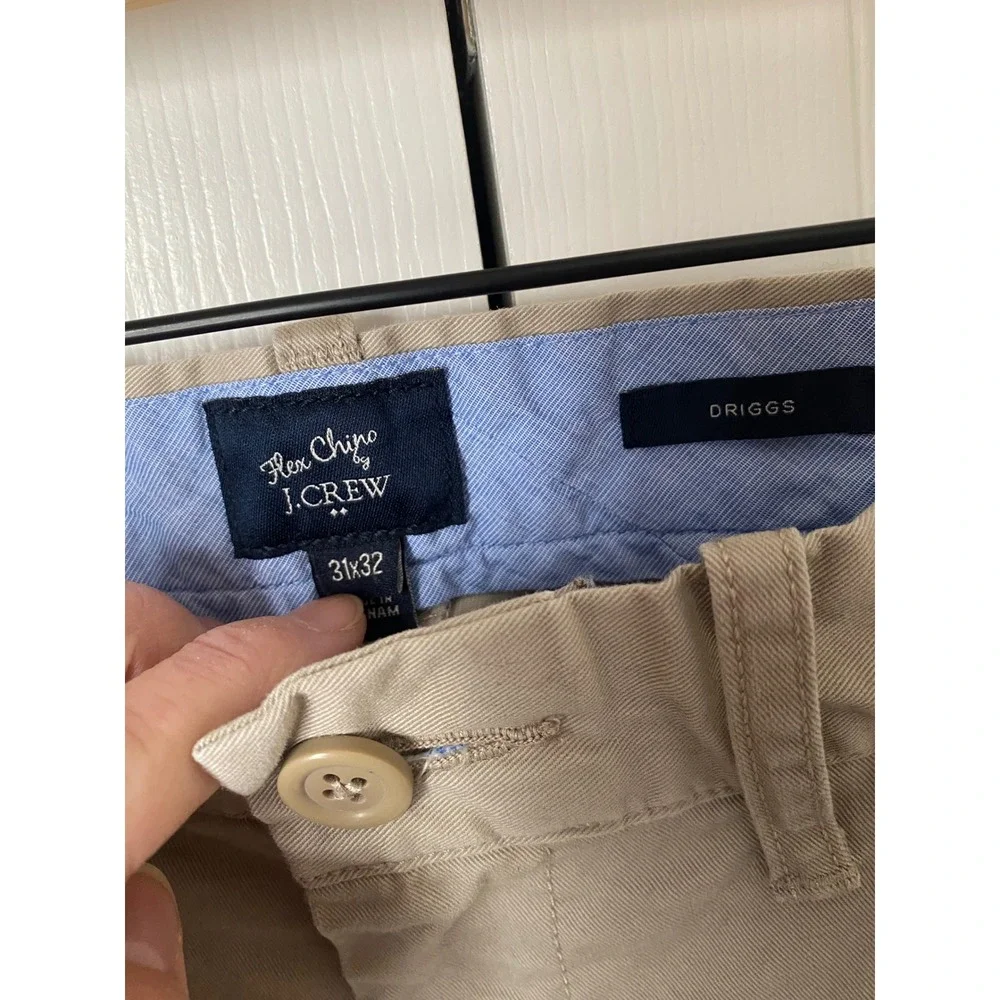J‎ Crew Flex slim-fit Driggs khaki pant Cotton Blend Men Size 31x32 Flat Front